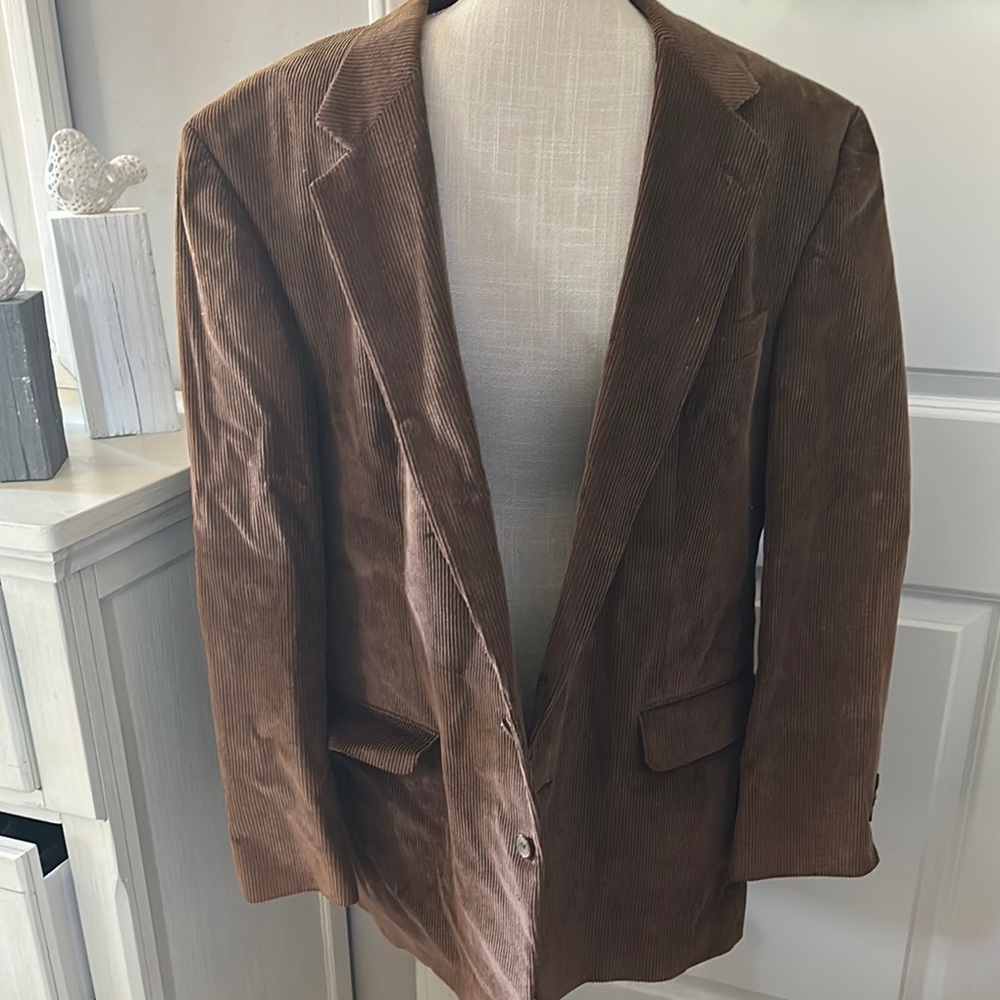 Lands End 46 Long Brown Corduroy Blazer Really Nice